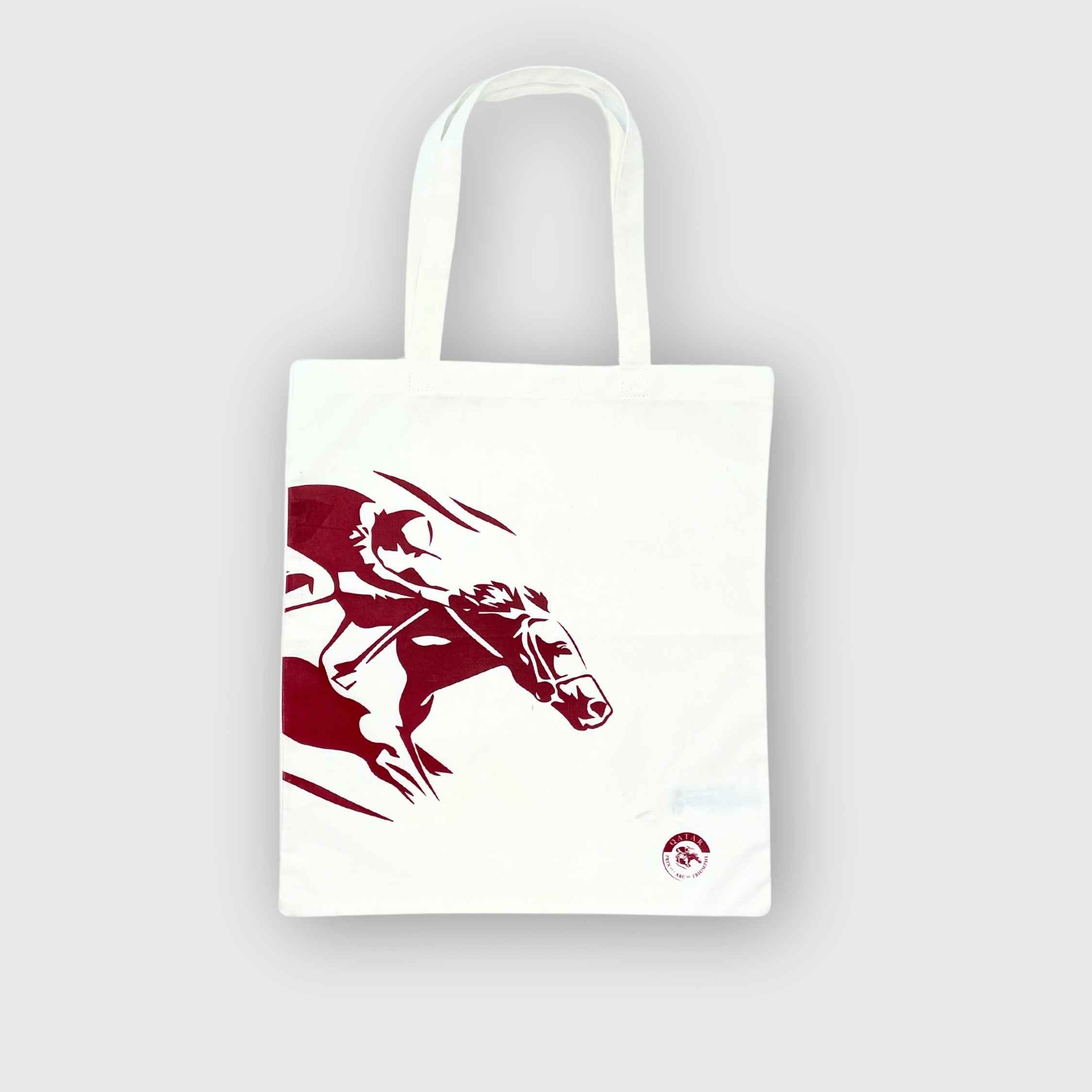 Qatar Arc de Triomphe Price Red Logo Tote Bag