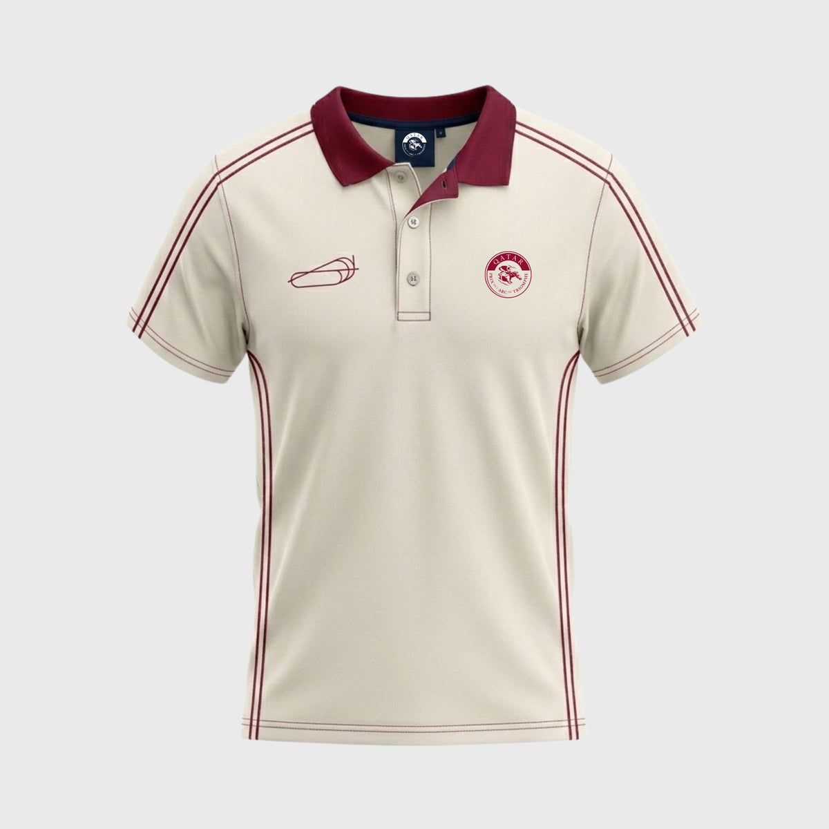 Polo Qatar Prix de l'Arc de Triomphe Beige and Burgundy Track Unisex