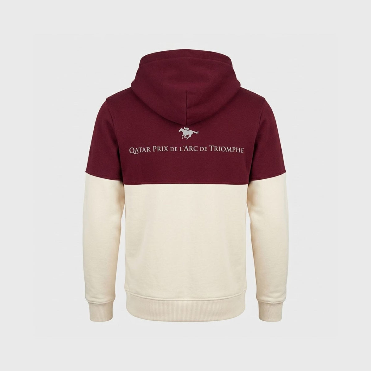 Qatar Prix de l'Arc de Triomphe Two-Tone Beige and Burgundy Sweatshirt Unisex