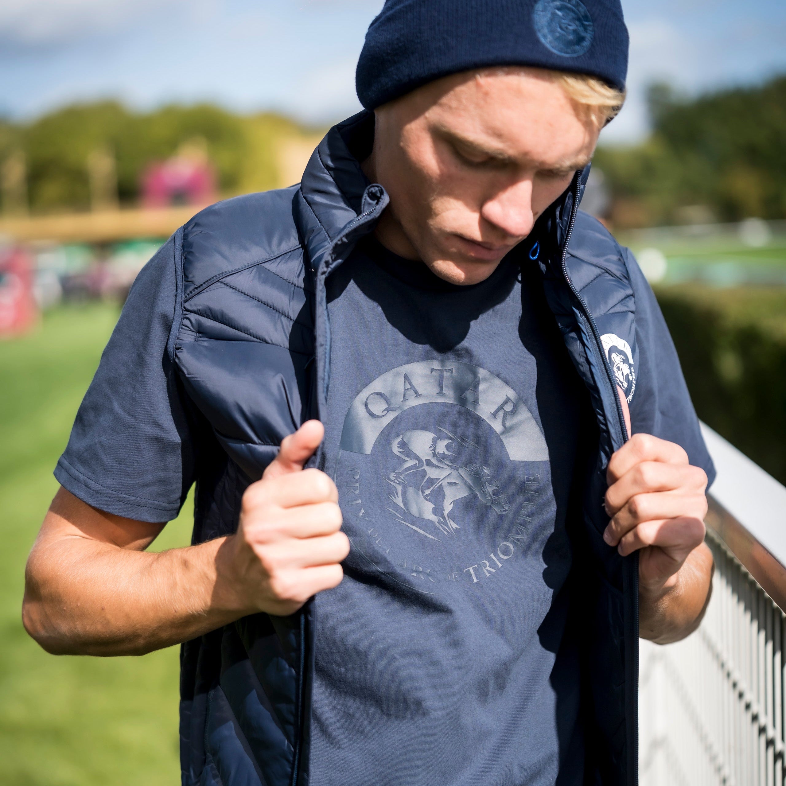 T-shirt Qatar Prix de l'Arc de Triomphe Logo Mixte Bleu Marine