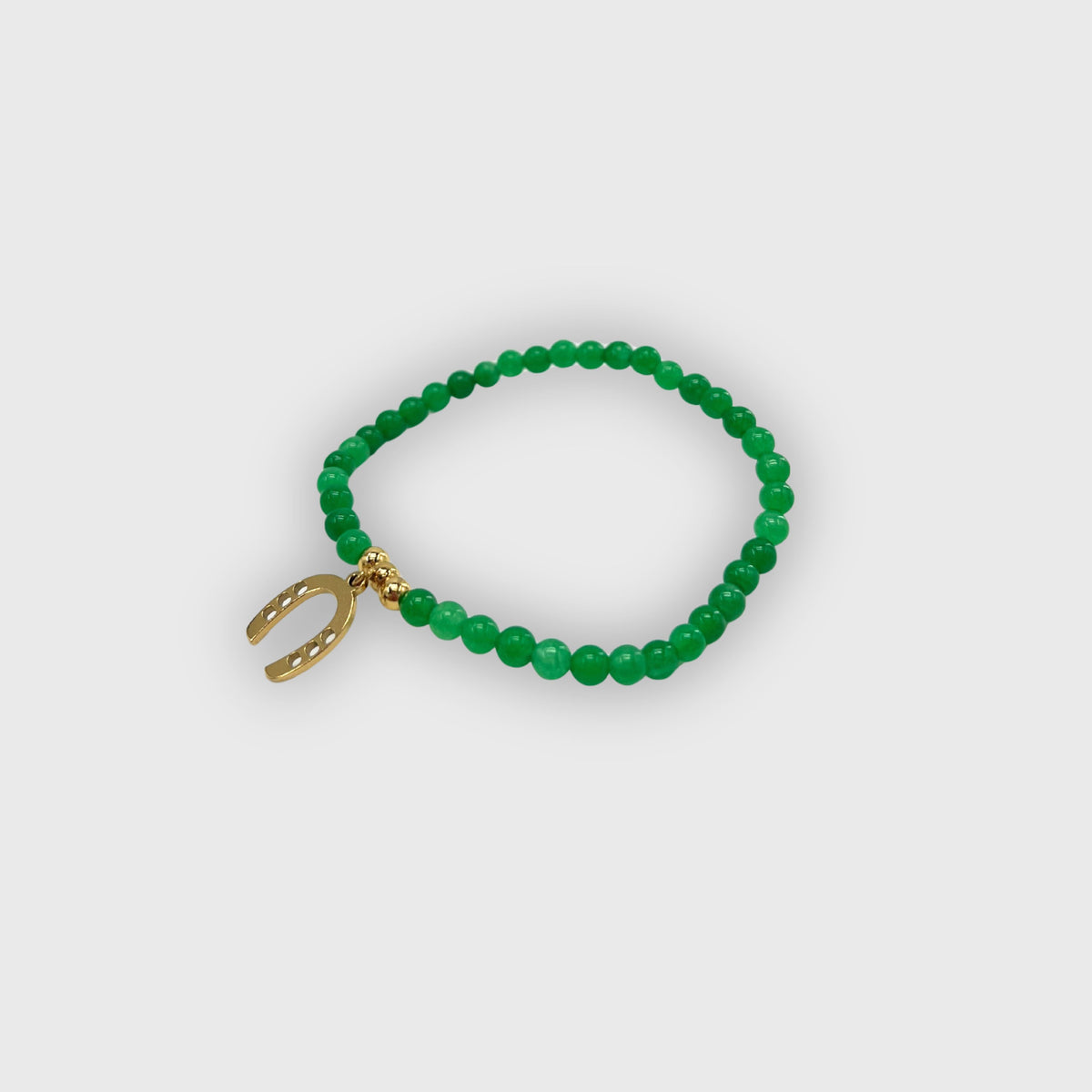 Bracelet Hippodrome en Famille Perles Vertes Fer Doré