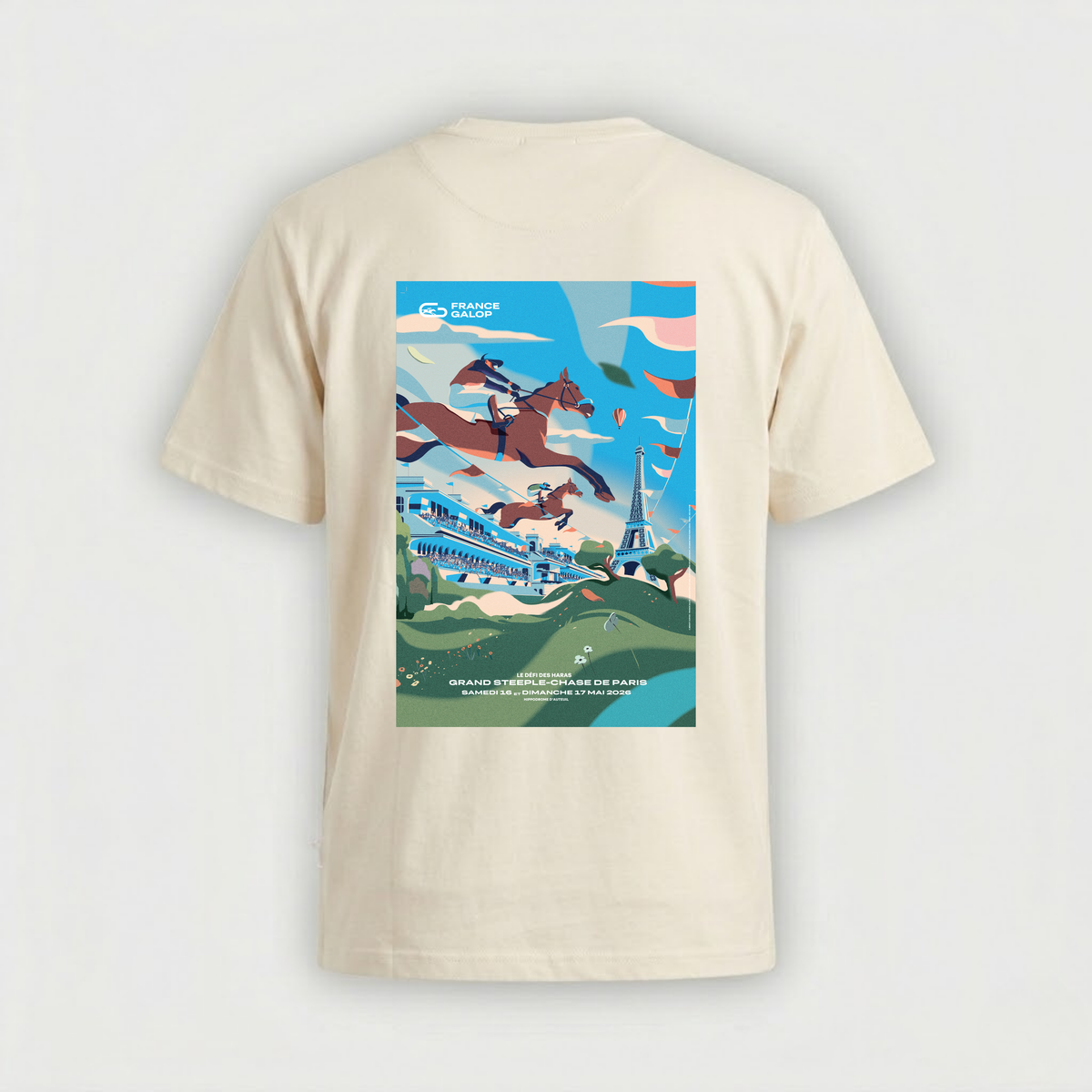 T-shirt Grand Steeple-Chase Affiche Beige Mixte