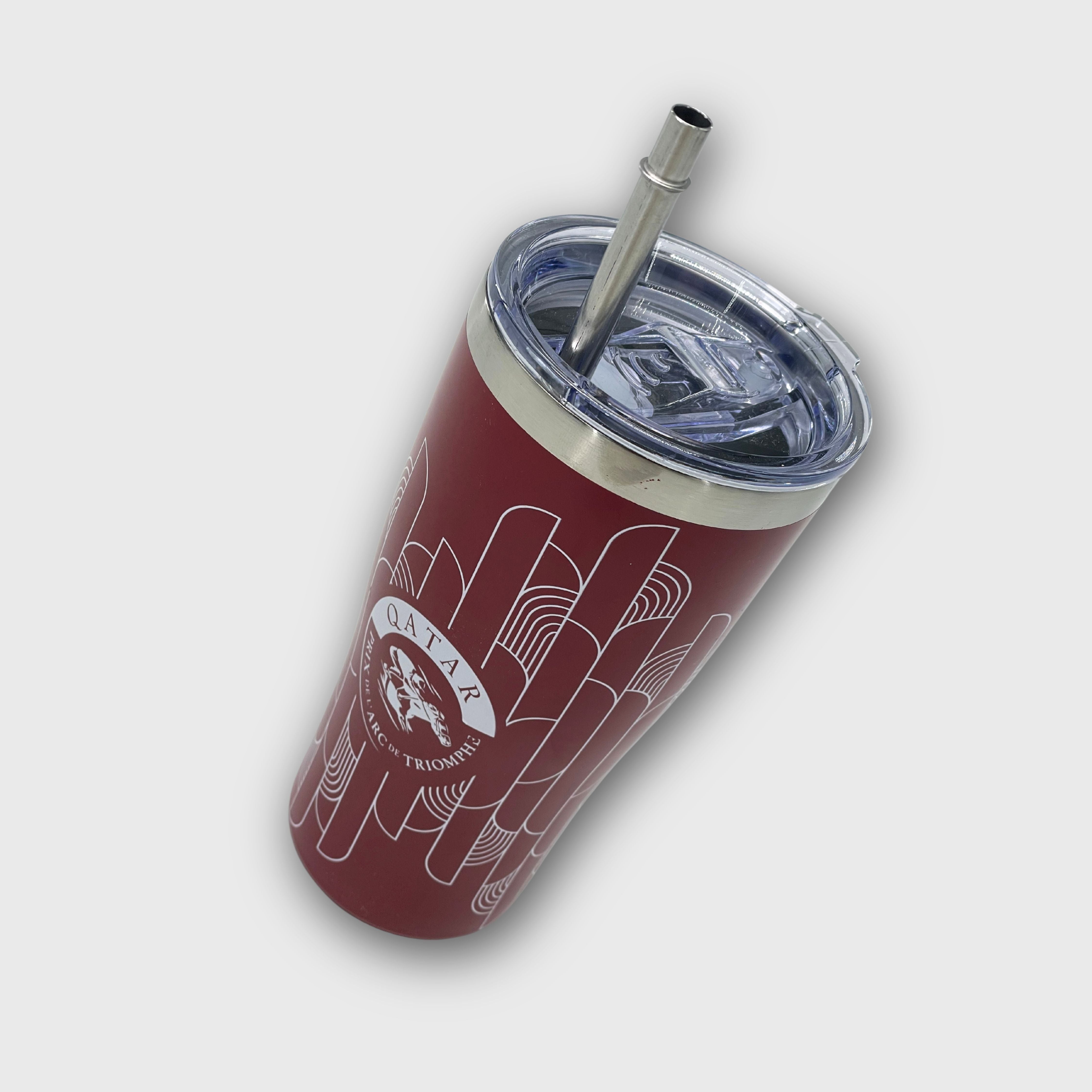 Mug Takeaway Qatar Prix de l'Arc de Triomphe Motif Logo Blanc