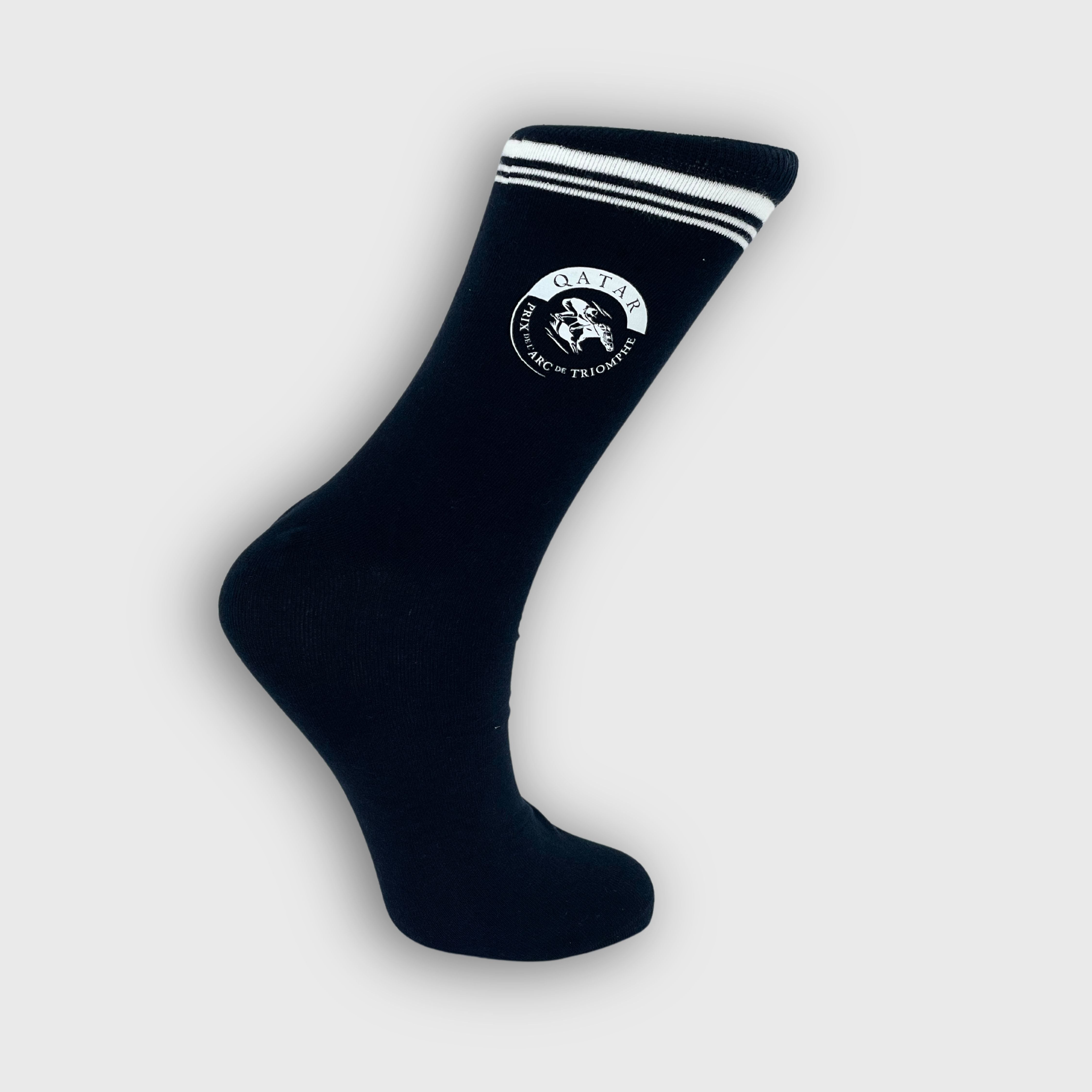 Chaussettes Qatar Prix de l'Arc de Triomphe Motif Logo Bandes Bleu Marine/ Bordeaux