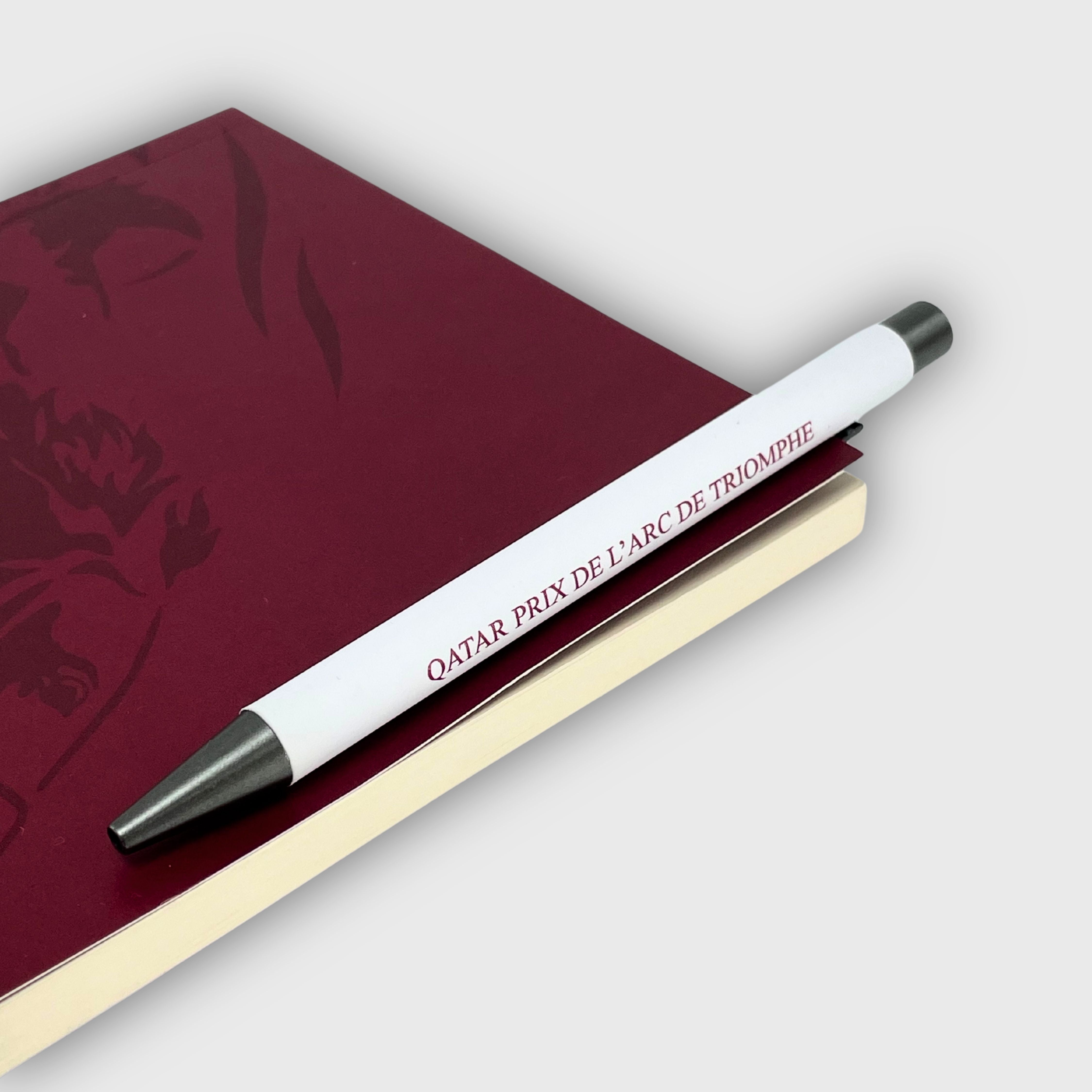 Stylo Qatar Prix de l'Arc de Triomphe Logo Blanc