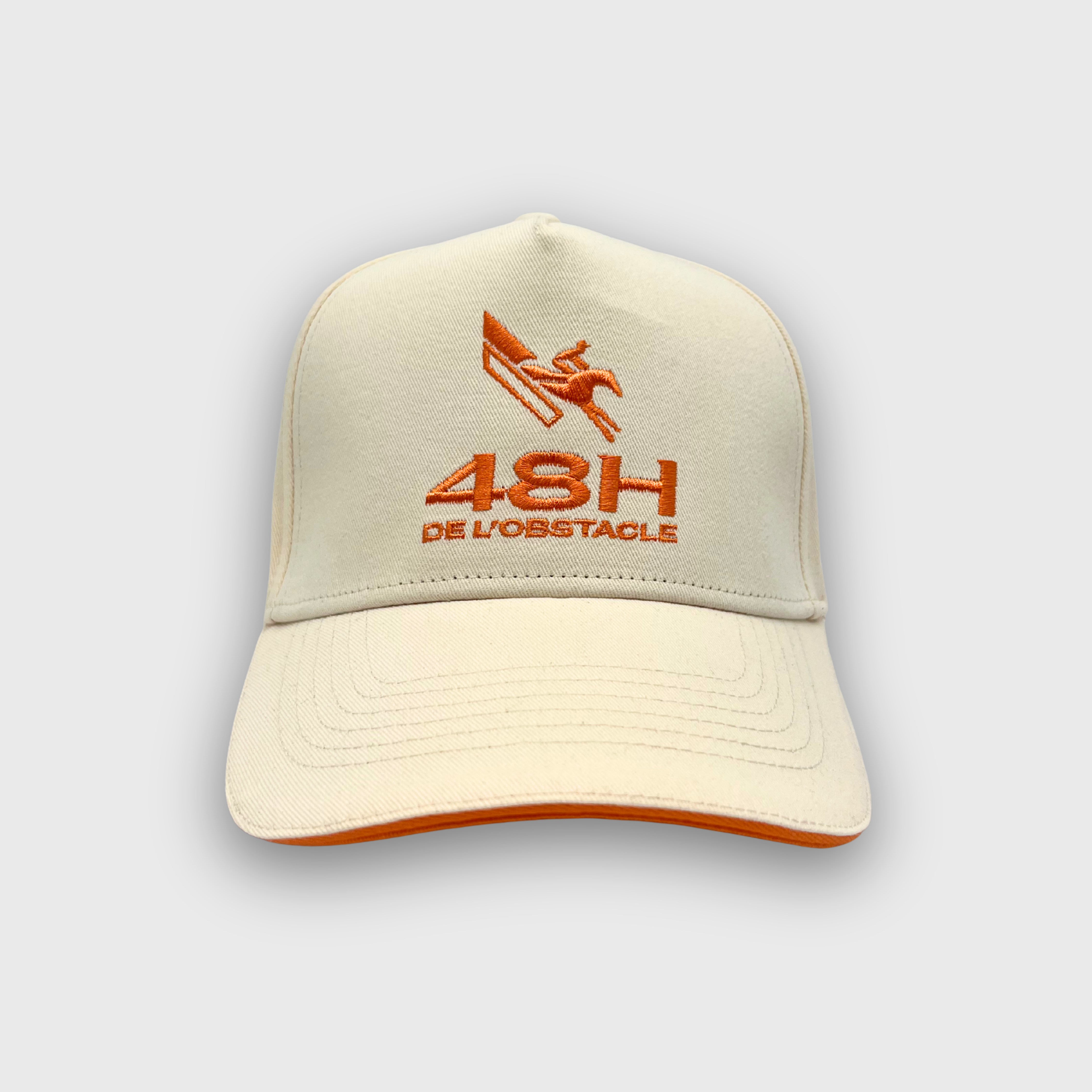 Casquette 48h de l'Obstacle Logo Beige et Orange