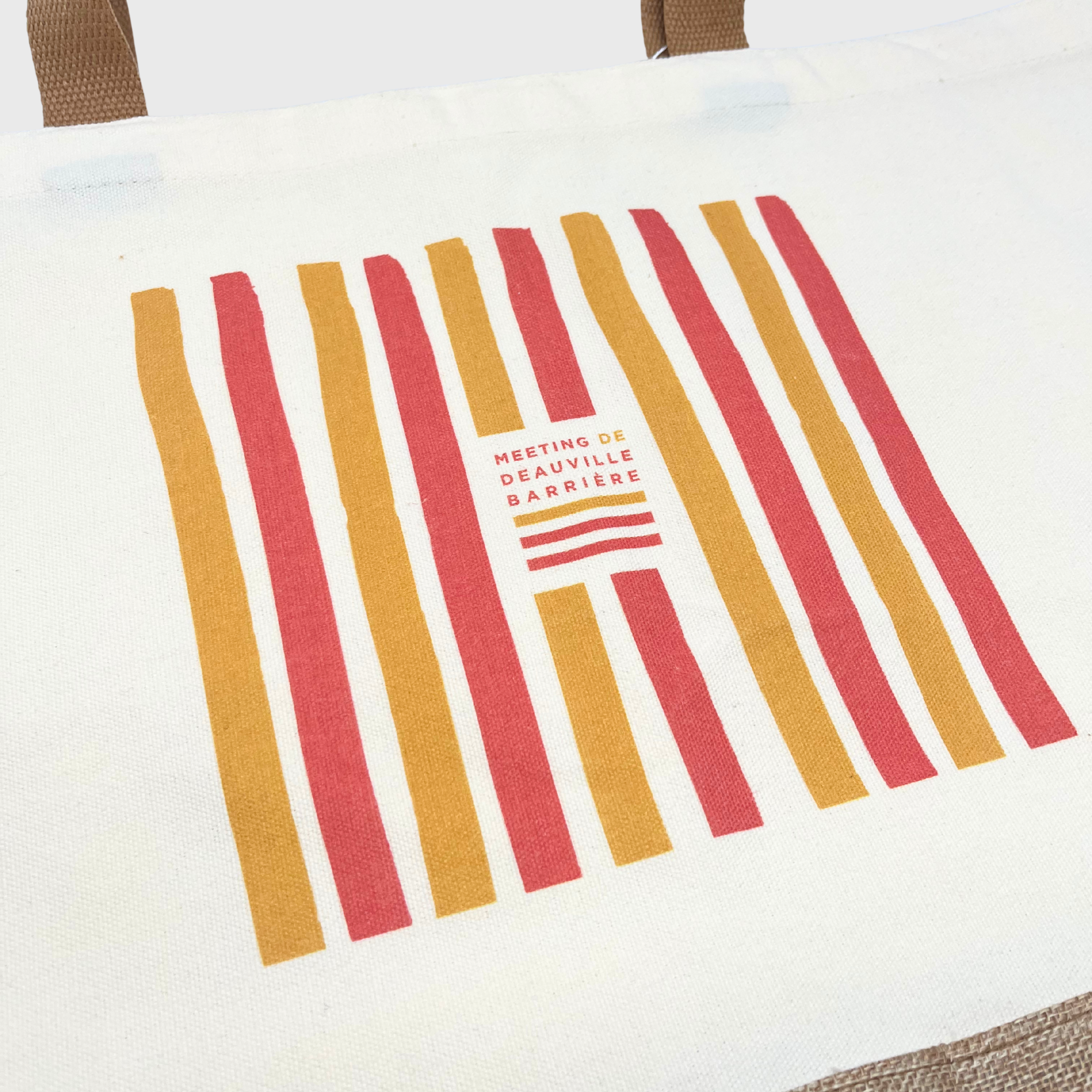 Sac Cabas Meeting Deauville Barriere Rayures Beige