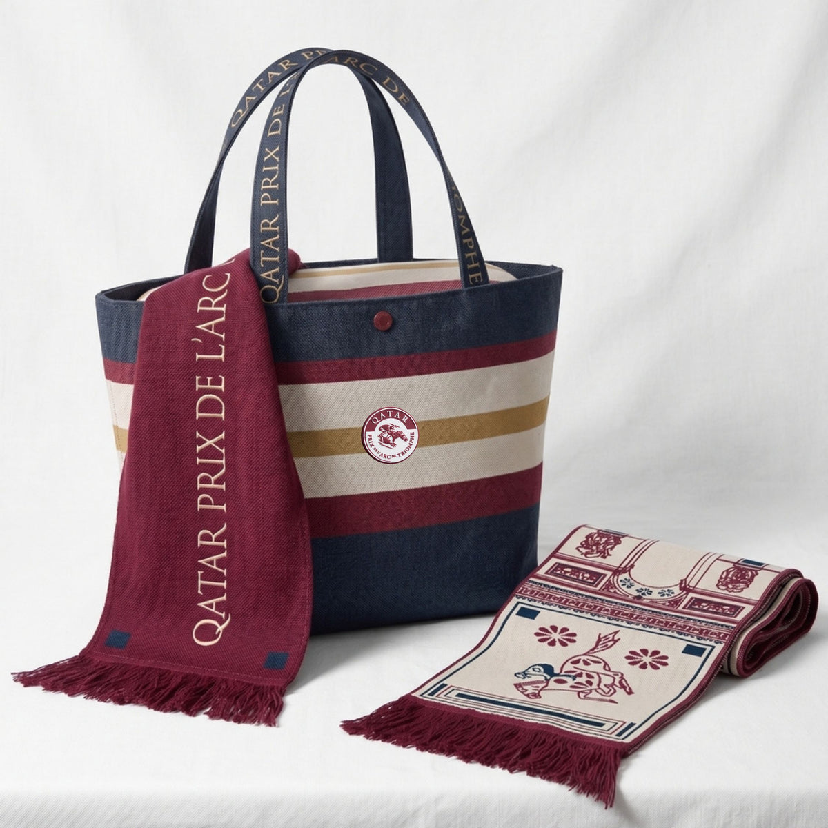 Premium Jute Bag Qatar Arc de Triomphe Striped Multicolour