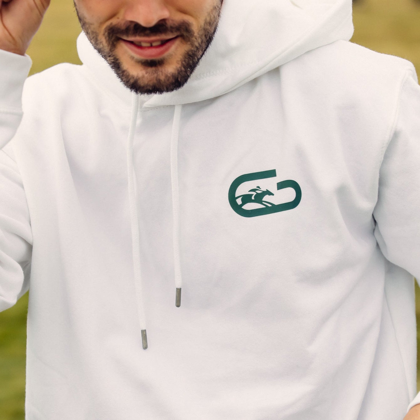 Sweat à Capuche France Galop Logo Vert Blanc Mixte