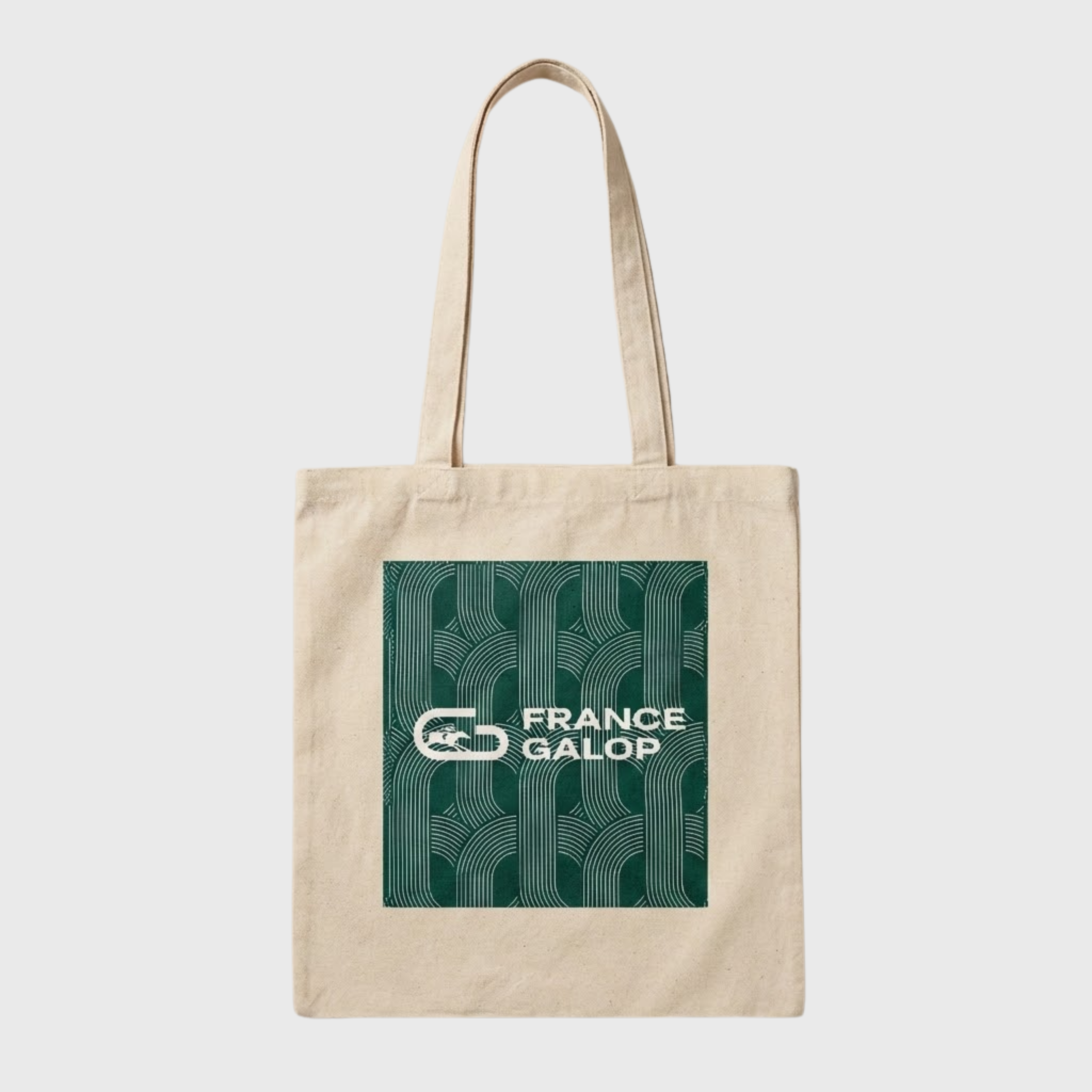 Tote Bag France Galop Pattern Beige Natural