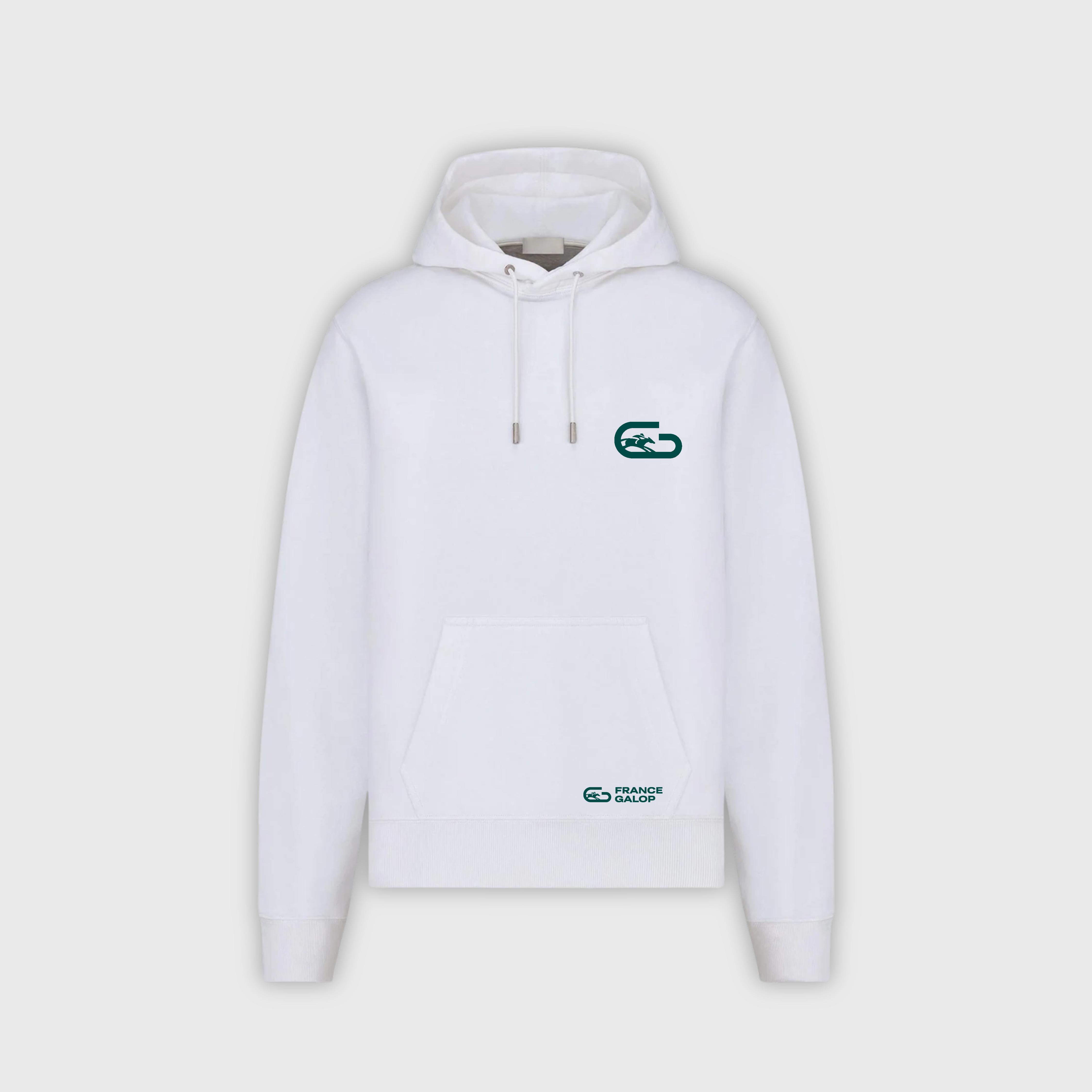 Sweat à Capuche France Galop Logo Vert Blanc Mixte