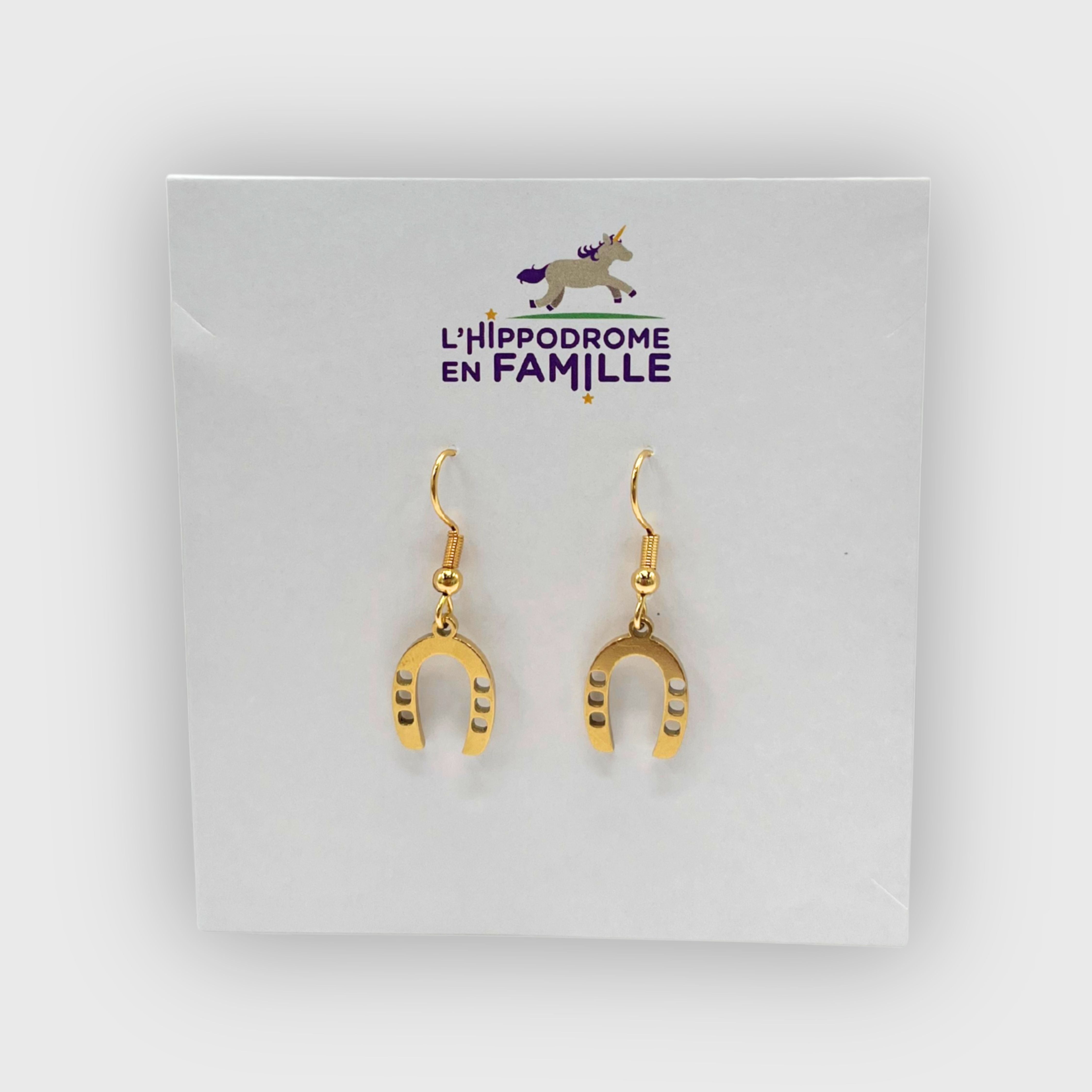 Boucles d'Oreilles Hippodrome en Famille Fer Doré